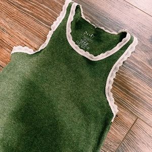 Green Lace Trim Tank